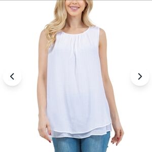 NWT Cristina B Women's Sleeveless Blouse White S